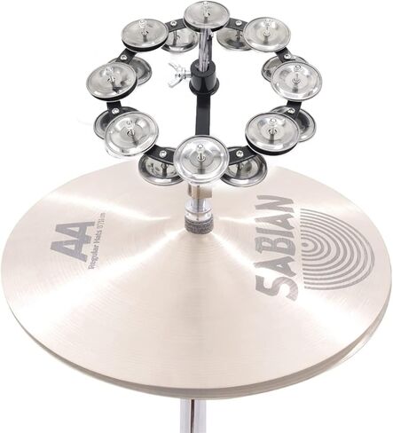 صف مزدوج من الصنج هيهات تامبورين، مجموعة طبلة قابلة للتركيب مع 8 نغمات فولاذية مزدوجة الصف، دف ذو قبعة عالية احترافية، حلقة قرع طبلة ملحقة من الصنج فضية in Kuwait