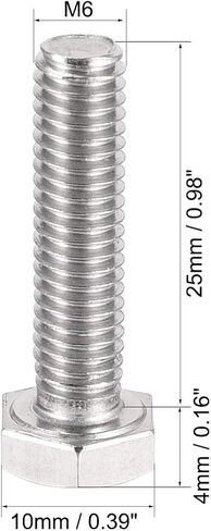 uxcell M6x16mm Hex Bolts 304 Stainless Steel Hexagon Left Hand Screw Bolt 4pcs in Saudi Arabia