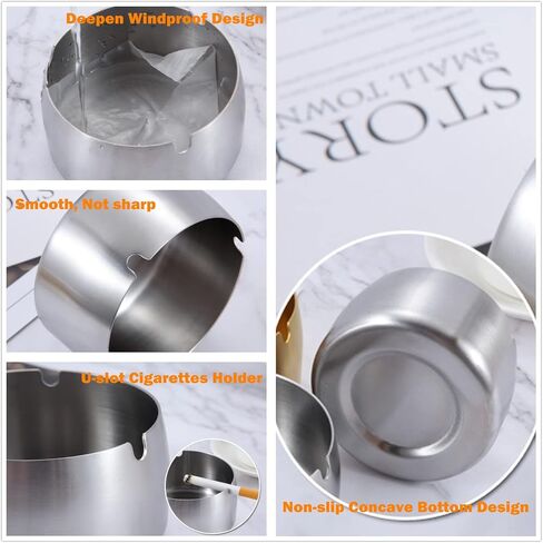 Ashtray for Cigarettes Windproof Ash : Outdoor and Indoor Stainless Steel Ash Tray for Home Office Tabletop Outside Patio and Garden (1 Pcs Small) in Saudi Arabia