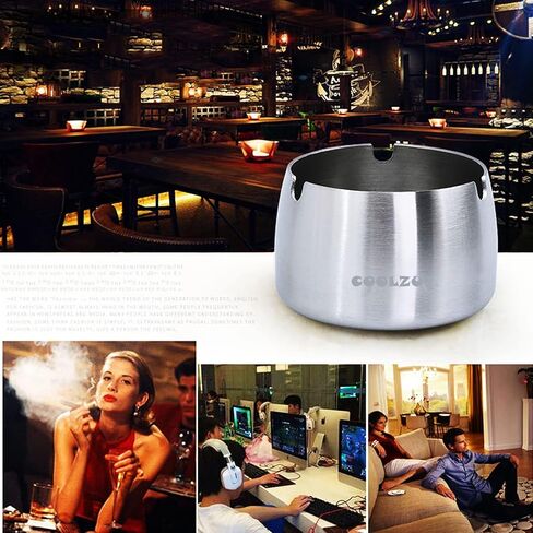 Ashtray for Cigarettes Windproof Ash : Outdoor and Indoor Stainless Steel Ash Tray for Home Office Tabletop Outside Patio and Garden (1 Pcs Small) in Saudi Arabia