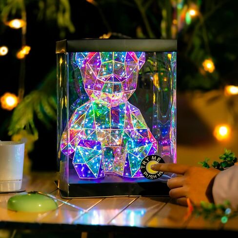 ضوء ليلي LED ملون على شكل دمية دب، ألعاب أطفال، مصباح بجانب السرير، هدية عيد ميلاد الأم والأطفال - تزيين الطاولة - مع قابس USB وصندوق هدايا in Kuwait