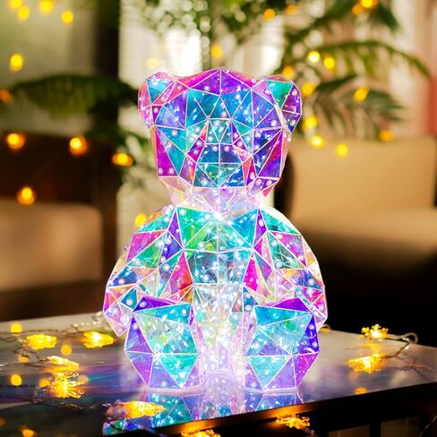 ضوء ليلي LED ملون على شكل دمية دب، ألعاب أطفال، مصباح بجانب السرير، هدية عيد ميلاد الأم والأطفال - تزيين الطاولة - مع قابس USB وصندوق هدايا in Kuwait