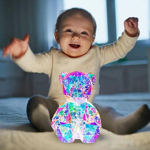 ضوء ليلي LED ملون على شكل دمية دب، ألعاب أطفال، مصباح بجانب السرير، هدية عيد ميلاد الأم والأطفال - تزيين الطاولة - مع قابس USB وصندوق هدايا in Kuwait