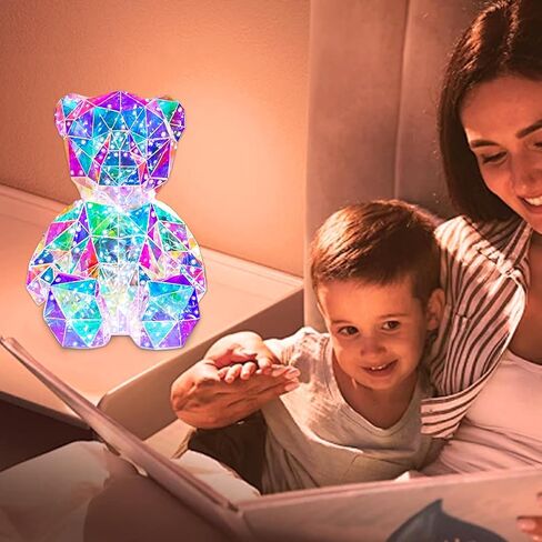 ضوء ليلي LED ملون على شكل دمية دب، ألعاب أطفال، مصباح بجانب السرير، هدية عيد ميلاد الأم والأطفال - تزيين الطاولة - مع قابس USB وصندوق هدايا in Kuwait