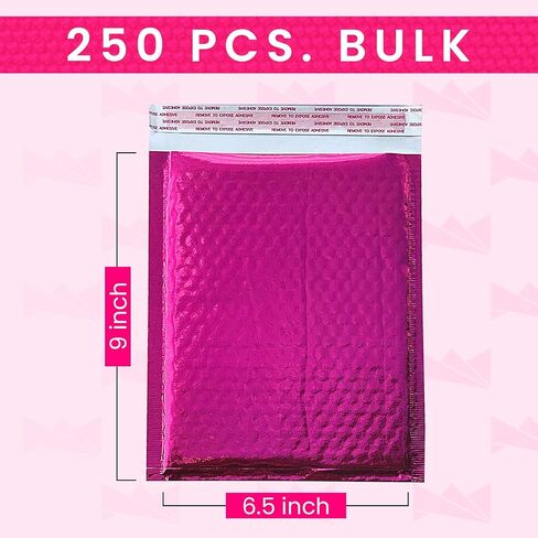 Lady Boss. Poly Mailers -6.5x9 inches | 250 Pcs Bulk | Shipping Envelopes | Metallic Pink Bubble Mailers for Shipping | Non-Padded Polymailers, Self Sealing Mailing Bags for Clothing, Bulk (Pink) in Saudi Arabia
