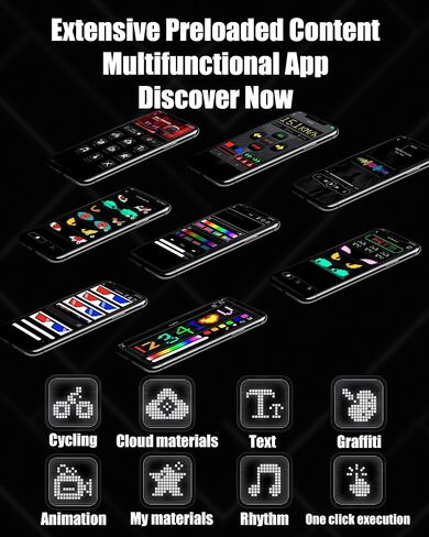 LED Pixel Helmet Display Screen: App-Controlled DIY Motorcycle & Bike Helmet Light, Rechargeable Bike Lights for Night Riding, Turn Signals, Speed Display & Alert, Motorcycle & Bike Helmet Accessories in Kuwait