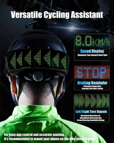 LED Pixel Helmet Display Screen: App-Controlled DIY Motorcycle & Bike Helmet Light, Rechargeable Bike Lights for Night Riding, Turn Signals, Speed Display & Alert, Motorcycle & Bike Helmet Accessories in Kuwait
