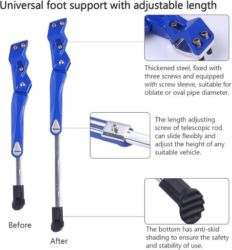 Garneck Bike Kickstand Adjustable Rear Mount Kickstand Aluminum Alloy Bicycle Kickstand Bike Feet Support for Mountain Bike MTB (Black) in Saudi Arabia