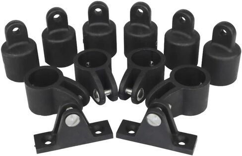 مجموعة أدوات تجهيزات علوية من Marine Bimini مقاس 2.54 سم من النايلون الأسود من شريحة الفك، ومفصلة سطح السفينة، وأغطية علوية 3 مجموعة فيونكة لقوارب الكاياك المكونة من 12 قطعة in Kuwait