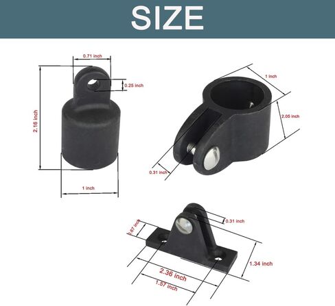 مجموعة أدوات تجهيزات علوية من Marine Bimini مقاس 2.54 سم من النايلون الأسود من شريحة الفك، ومفصلة سطح السفينة، وأغطية علوية 3 مجموعة فيونكة لقوارب الكاياك المكونة من 12 قطعة in Kuwait