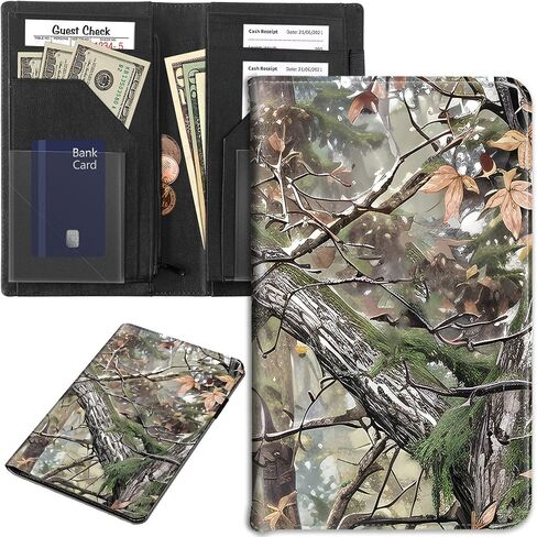 Server Book for Waitress Enlarged Server Books Waitress Books with Zipper Pocket Camouflage Design Serving Book Organizer Restaurant Guest Check Presenter in Saudi Arabia