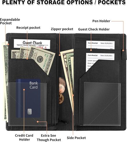 Server Book for Waitress Enlarged Server Books Waitress Books with Zipper Pocket Camouflage Design Serving Book Organizer Restaurant Guest Check Presenter in Saudi Arabia