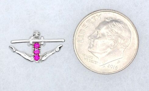 Gymnast Post Earrings - Uneven Bars - Rhodium & Crystal - HOT PINK in Saudi Arabia