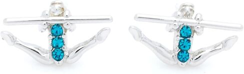 Gymnast Post Earrings - Uneven Bars - Rhodium & Crystal - HOT PINK in Saudi Arabia