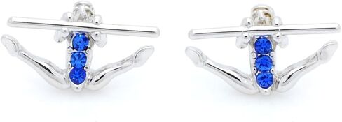 Gymnast Post Earrings - Uneven Bars - Rhodium & Crystal - HOT PINK in Saudi Arabia
