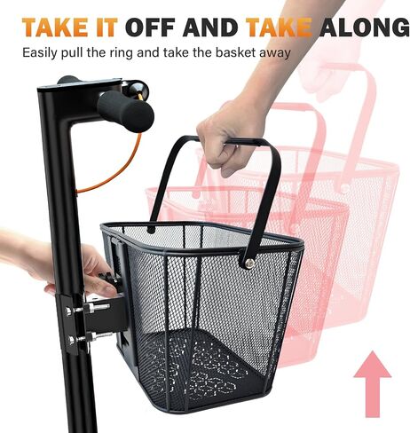 Scooter Basket Extra Large 70lb Loading Capacity Removable Front Basket for Man Adult with Water Holder Heavy Duty Quick Release Iron Mesh Basket with Handle Easy Assembly & Portable in Saudi Arabia