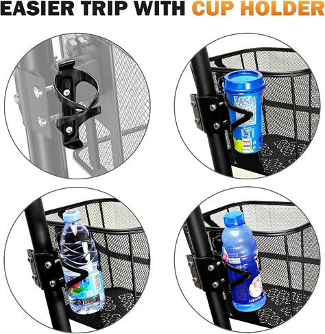 Scooter Basket Extra Large 70lb Loading Capacity Removable Front Basket for Man Adult with Water Holder Heavy Duty Quick Release Iron Mesh Basket with Handle Easy Assembly & Portable in Saudi Arabia