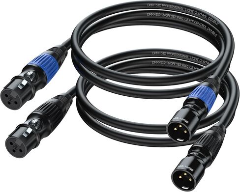 DMX Cables 3ft 2 Pack - 3 Pin DMX Lighting Cable for DMX 512 (Multi color coded) in Saudi Arabia