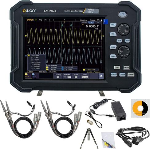 راسم الذبذبات الرقمي المحمول OWON TAO3102 2CH 8 بوصة مع عرض نطاق ترددي 100 ميجاهرتز ومعدل عينة 1GS/s، ومقياس متعدد رقمي 4 1/2 مع دقة عالية 8 بت ADC، SCPI، وLabVIEW مدعومة in Saudi Arabia
