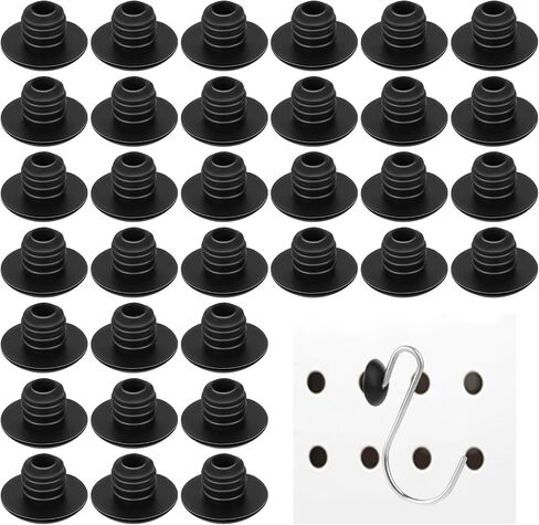 120 PCS Pegboard Hook Locks Pegboard Organizer Accessories Pegboard Clips Peg Hook Stoppers Stopping Hooks Round Holes Wall Control Accessories for Hanging Peg Board Pin Tool (Black) in Saudi Arabia