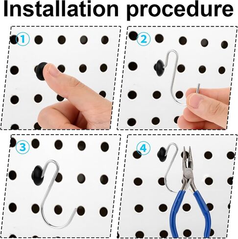 120 PCS Pegboard Hook Locks Pegboard Organizer Accessories Pegboard Clips Peg Hook Stoppers Stopping Hooks Round Holes Wall Control Accessories for Hanging Peg Board Pin Tool (Black) in Saudi Arabia