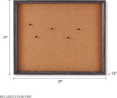 Towle Living Cork Board with 5 Push Pins for Home Office, Dorm Room, Bedroom, Kitchen, Classroom, Gray in Saudi Arabia