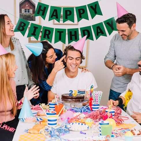 Dark Green appy Birthday Banner Black Letters Party Banner for Adult Boy Girl Kids Birthday Party Decorations in Saudi Arabia