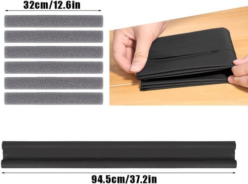 Under Door Draft Stopper, Twin Door Draft Stopper, 37" Cutable Under Door Draft Blocker Insulator Door Sweep Weather, Block Light, Block Noise, Fits for Interior／Exterior Doors (Black) in Kuwait