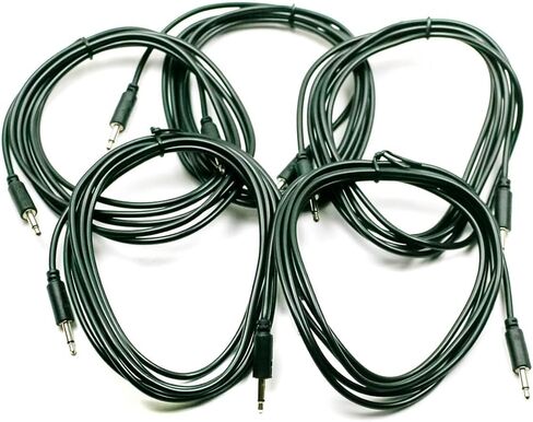 كابلات تصحيح Eurorack مقاس 12 بوصة (30 سم) باللون الأزرق، 5 عبوات 3.5 مم 1/8 بوصة أحادية TS إلى كابلات TS in Kuwait