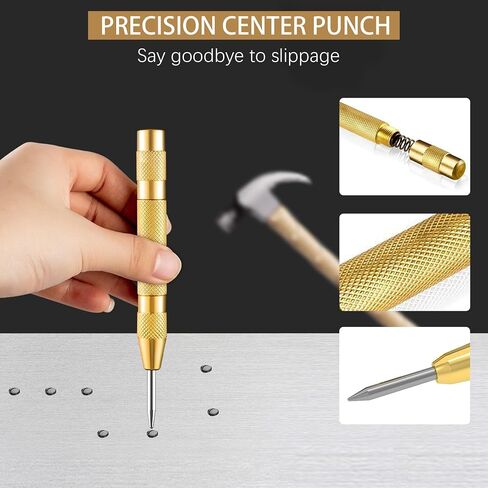 Step Drill Bit Set 5-Piece Titanium-Coated with Automatic Center Punch - Short Length, Double Cutting Blades, High-Speed Steel - Covering 50 Sizes, Complete with Aluminum Case in Saudi Arabia