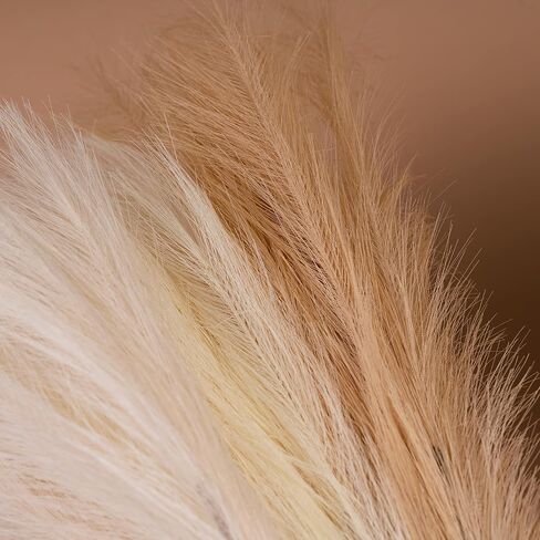 Artificial Faux Pampas Grass 12Pcs 33" Tall WOOD BEAD Fake Pampus Branches Pompous Stems 3 Colors Decorative Wedding Boho pompas Home Décor Fluffy Vase Bouquets Small Plant flower Reed for Floor Table in Saudi Arabia