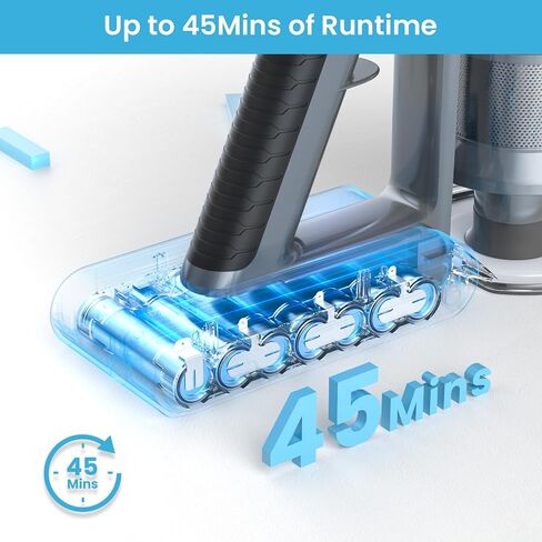 Cordless Vacuum Cleaner, 26Kpa/380W Stick Vacuum Cleaners for Home Hardwood Floor Carpet Pet Hair, Household Lightweight Vaccum Up to 45Min Runtime, Powerful Brushless Motor with Led Display in Saudi Arabia