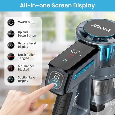 Cordless Vacuum Cleaner, 26Kpa/380W Stick Vacuum Cleaners for Home Hardwood Floor Carpet Pet Hair, Household Lightweight Vaccum Up to 45Min Runtime, Powerful Brushless Motor with Led Display in Saudi Arabia