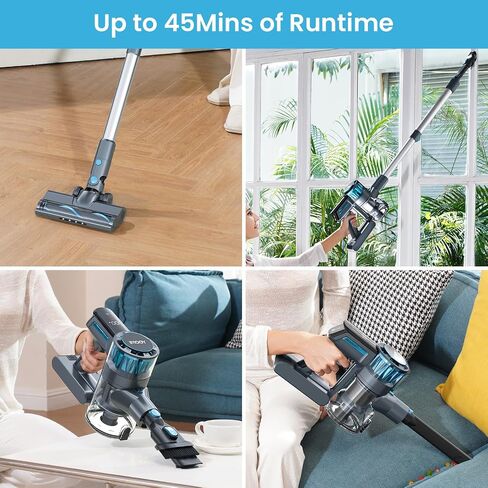 Cordless Vacuum Cleaner, 26Kpa/380W Stick Vacuum Cleaners for Home Hardwood Floor Carpet Pet Hair, Household Lightweight Vaccum Up to 45Min Runtime, Powerful Brushless Motor with Led Display in Saudi Arabia