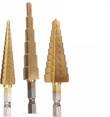 3Pcs HSS Step Drills 1/4 Inch Hex Shank 3/16-1/2 1/8-1/2 1/4-3/4 Inch in Saudi Arabia