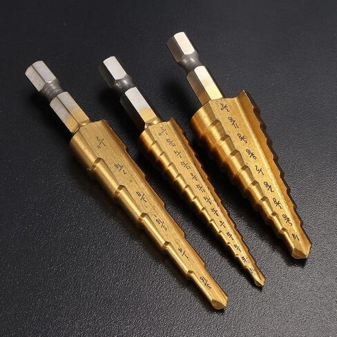 3Pcs HSS Step Drills 1/4 Inch Hex Shank 3/16-1/2 1/8-1/2 1/4-3/4 Inch in Saudi Arabia