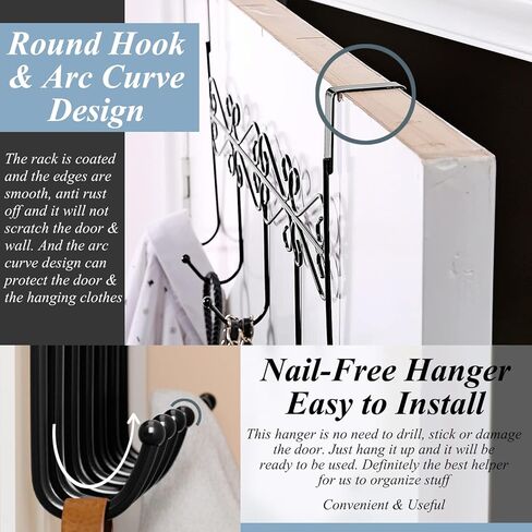 Over The Door Hook,Over Door Towel Rack,Over Door Coat Rack,door hanger hook， Behind Back of Bathroom, Towel Hanger 5 Hooks （Black ） in Kuwait
