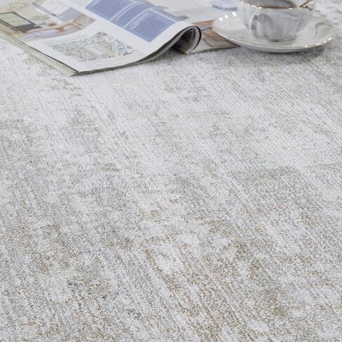 HOMBYS 9x12 Modern Area Rug for Living Room Bedroom, Large Boho Floor Carpet with Non-Slip Backing for Indoor Office Dining Room, Abstract Home Deco Non-Shedding, Khaki, Machine Washable in Saudi Arabia