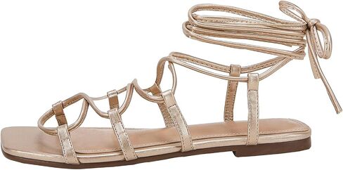 PiePieBuy Womens Lace up Strappy Sandals Criss-Cross Flat Gladiator Sandals Ankle Strap Square Toes Summer Shoes in Saudi Arabia