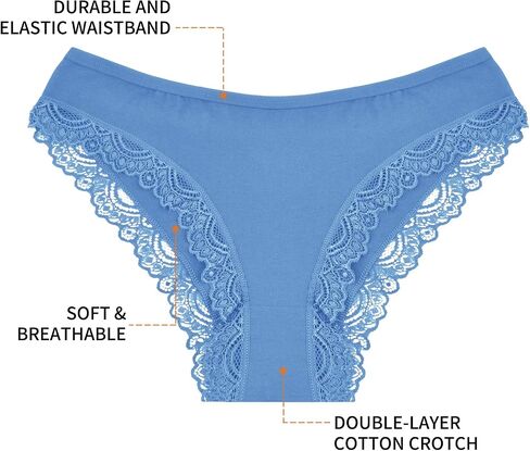 POWER UNICO FLOWER Womens Cotton Brazilian briefs Multipack Lace knickers Delicate Lace Trimmed (6pieces) in Saudi Arabia