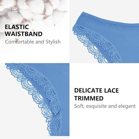 POWER UNICO FLOWER Womens Cotton Brazilian briefs Multipack Lace knickers Delicate Lace Trimmed (6pieces) in Saudi Arabia