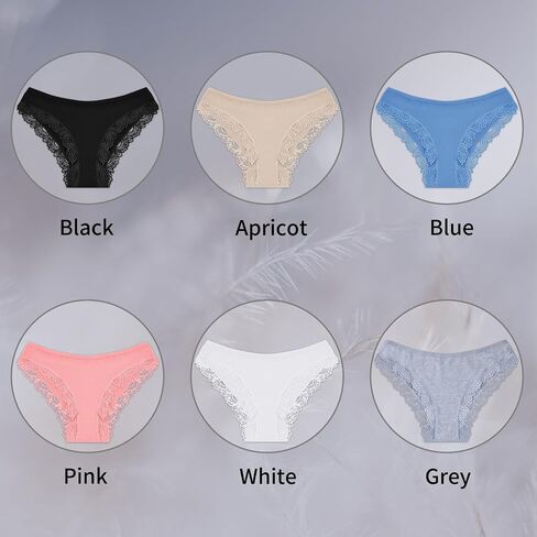 POWER UNICO FLOWER Womens Cotton Brazilian briefs Multipack Lace knickers Delicate Lace Trimmed (6pieces) in Saudi Arabia
