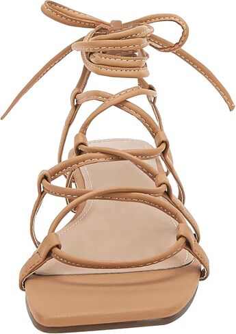 PiePieBuy صنادل نسائية مسطحة بأربطة وأصابع مربعة مع حزام للكاحل صيفي متقاطع in Kuwait