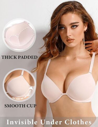 Lingesxy Women's Push Up Padded Bra Seamless T-Shirt Underwire Plunge Bra Add One Cup in Saudi Arabia