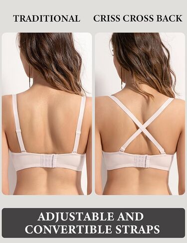 Lingesxy Women's Push Up Padded Bra Seamless T-Shirt Underwire Plunge Bra Add One Cup in Saudi Arabia