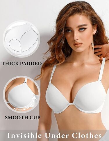 Lingesxy Women's Push Up Padded Bra Seamless T-Shirt Underwire Plunge Bra Add One Cup in Saudi Arabia
