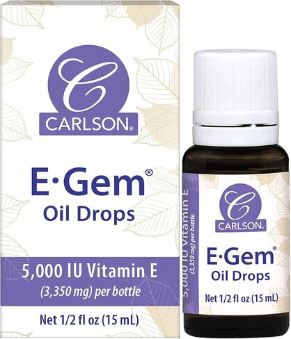 Carlson - E-Gem Oil Drops, 5000 IU Vitamin E, Moisturizes & Nourishes Skin, Skin & Bath Oil, 0.5 Fl Oz (Pack of 1) in Saudi Arabia