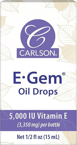 Carlson - E-Gem Oil Drops, 5000 IU Vitamin E, Moisturizes & Nourishes Skin, Skin & Bath Oil, 0.5 Fl Oz (Pack of 1) in Saudi Arabia