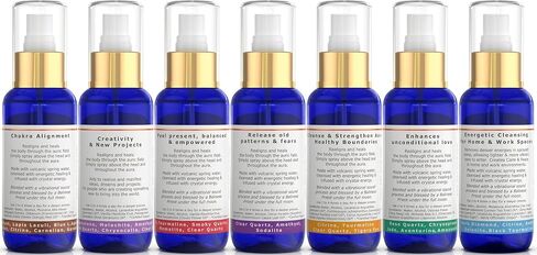 7 Aura Mist Sprays Gift Set - Cleansing Negative Energy - Infused with Chakra Healing Crystals & Essential Oils Blend, 3.4 fl.oz in Saudi Arabia