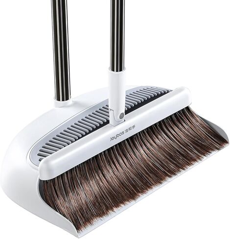 مجموعة مكنسة ومجارف JOYBOS بمقبض طويل قابل للتعديل مقاس 51 بوصة، تصميم قائم لسهولة التخزين، مثالية للاستخدام الداخلي في المطبخ والمكتب والردهة وأرضيات المرآب in Kuwait